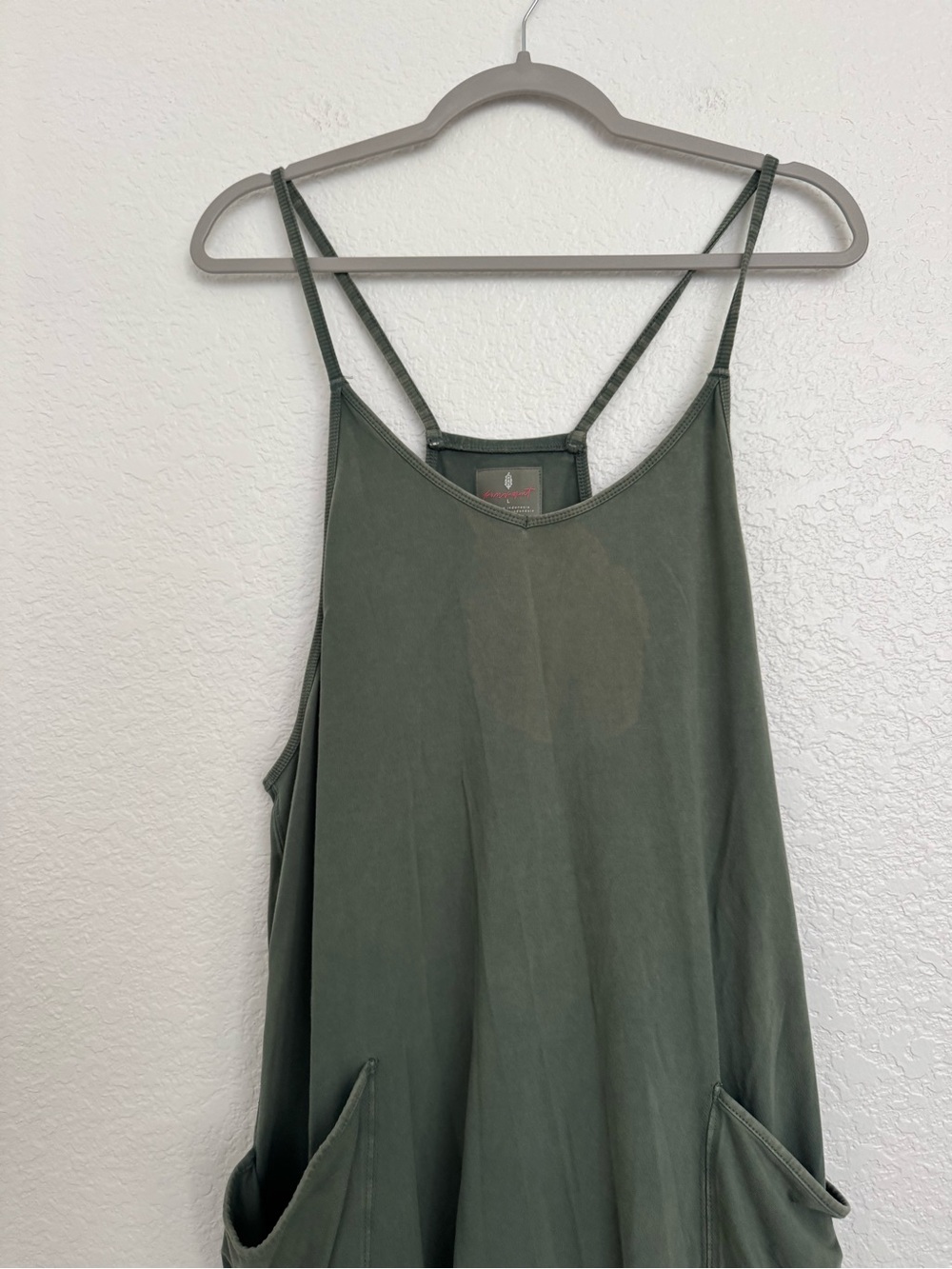 FP Movement Free People Olive Green Spaghetti Strap Jumpsuit with Pockets - Picture 5 of 11